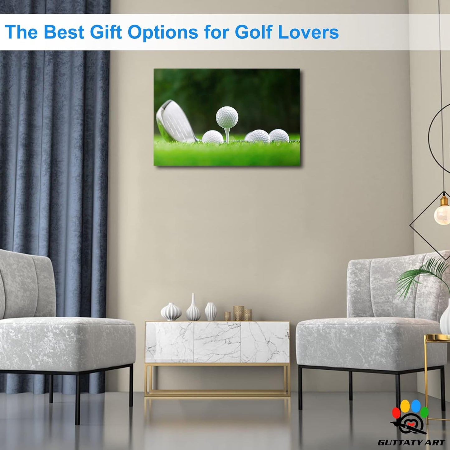 GUTTATY Golf Wall Art, Golf Pictures Posters Canvas Print Wall Decor for Golfer's Man Cave Home Ofice Ready to Hang (12x18 Inches)