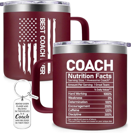 Fufendio Coach Gifts for Women - Best Coach Ever Mug 14oz - Football, Basketball, Baseball Coaches Appreciation Gifts - Christmas Gift for Soccer, Volleyball, Softball