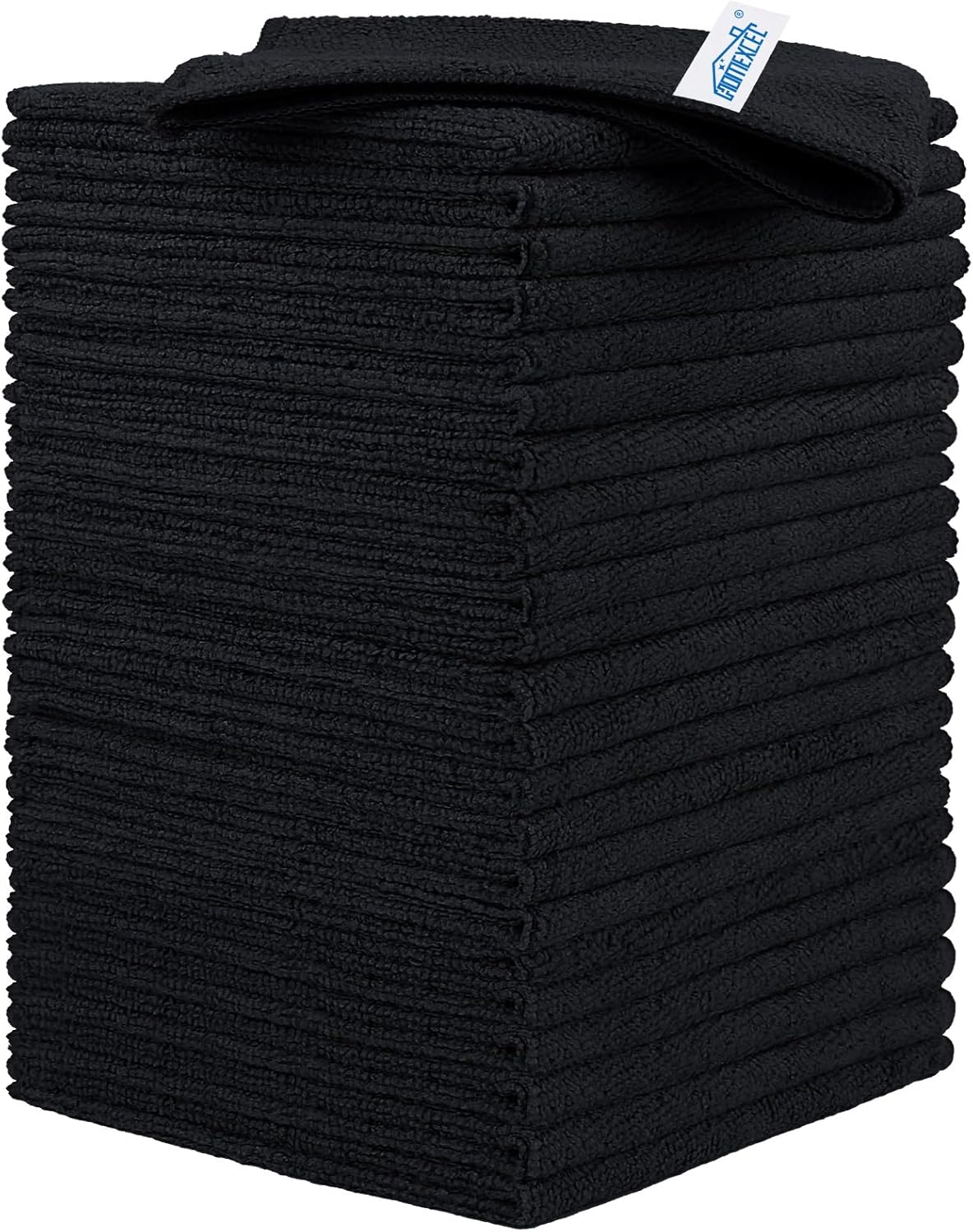 HOMEXCEL Black Microfiber Cleaning Cloth, 24 Pack Cleaning Towels for Kitchen, Lint Free, Scratch-Free, Highly Absorbent, and Reusable Cleaning Rags for House, Window and Glass, Cars, 11.5 X11.5 inch