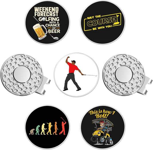 Funny Ball Marker Hat Clip, Magnetic Enamel Golf Ball Markers for Putting Green, Golf Ball Marker with Magnetic Hat Clip, Unique Gift for Golf Lovers
