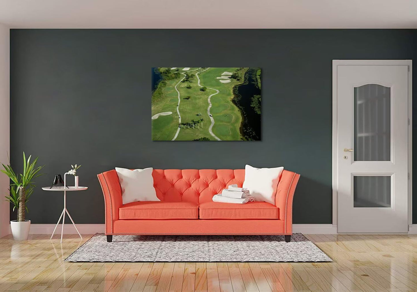 chenchenArt Florida Community Golf Course Wall Art for Living Room Bedroom Bathroom Home Decorations Golf Course Picture Poster Canvas Prints Modern Artwork Framed Ready to Hang(12''H x 16''W)