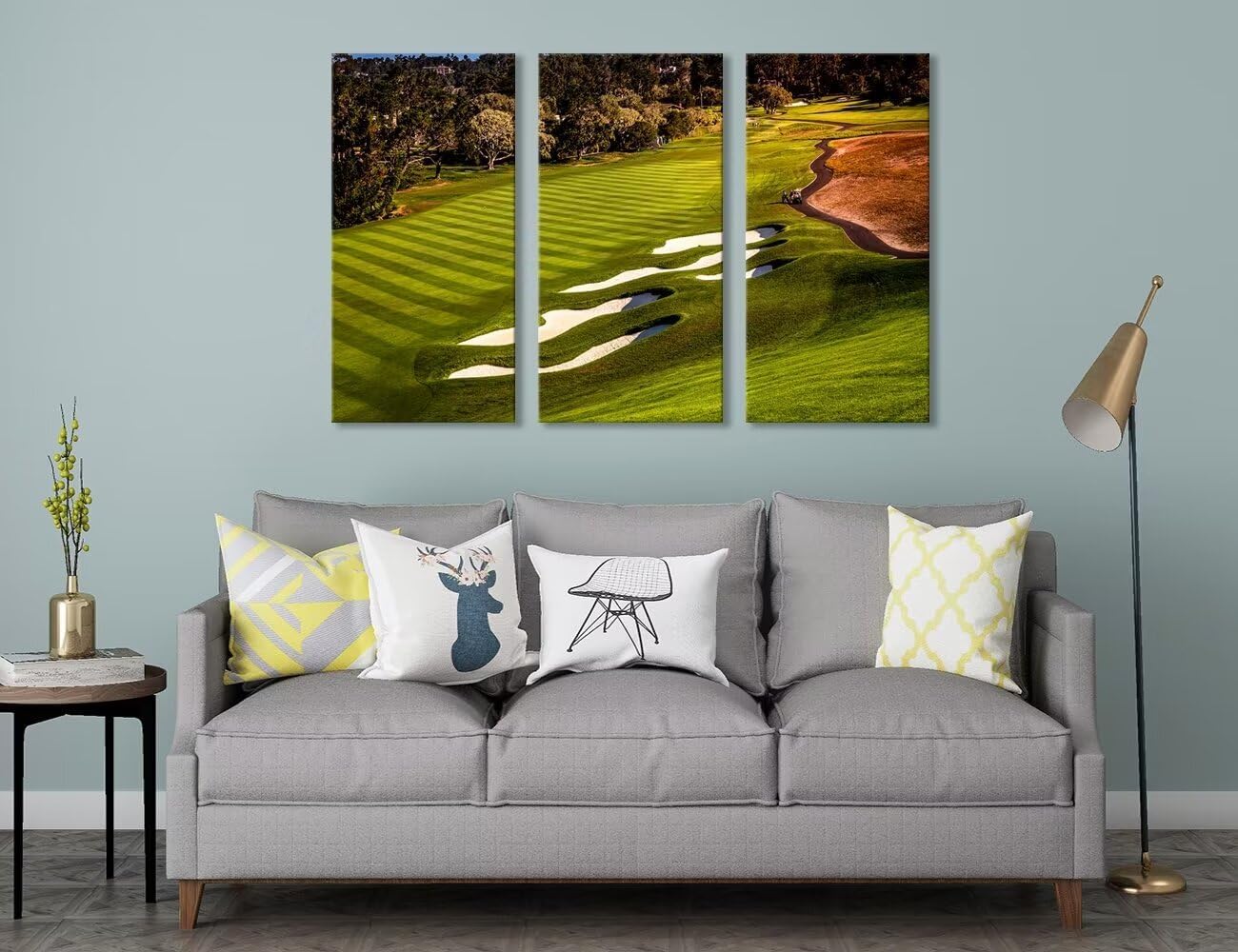USA California Golf Course Canvas Wall Art for Living Room Bedroom Bathroom Home Decorations Golf Artwork Canvas Prints Modern Framed Artwork Ready to Hang(14''W x 28''H x3)