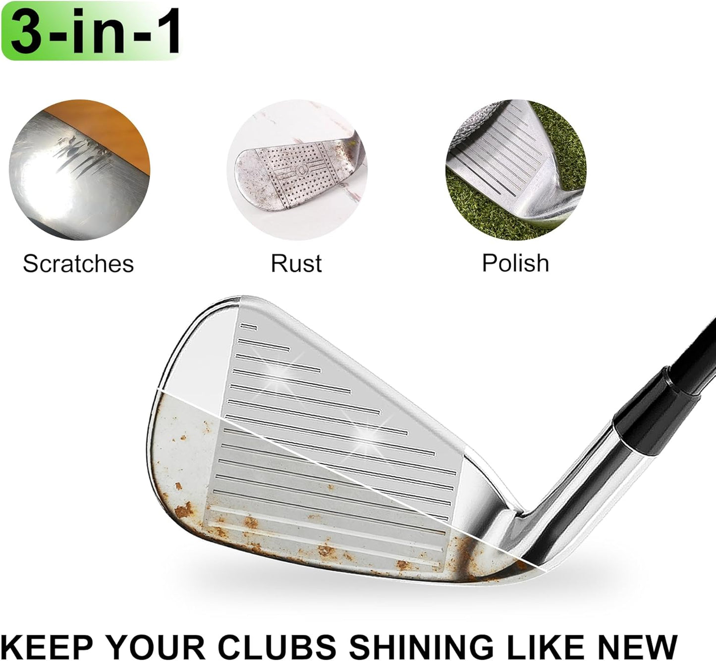 Golf Club Polish, Golf Club Cleaner and Scratch Remover, Long Lasting Golf Club Polish for Metal, Zinc, Aluminum & Steel Clubs Golf Accessories
