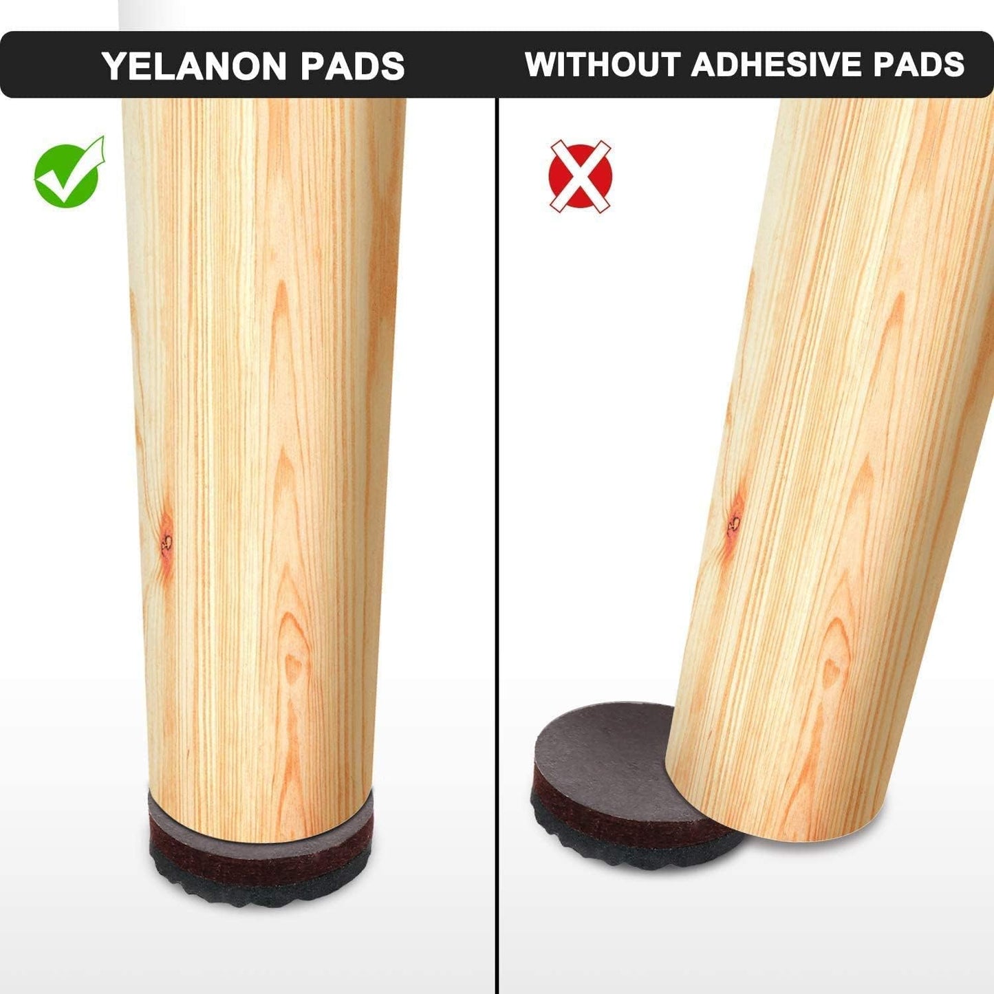 Yelanon Non Slip Furniture Pads -24 pcs 2.5" Furniture Grippers, Non Skid for Furniture Legs,Self Adhesive Rubber Furniture Feet, Anti Slide Furniture Hardwood Floor Protector for Keep Couch Stoppers