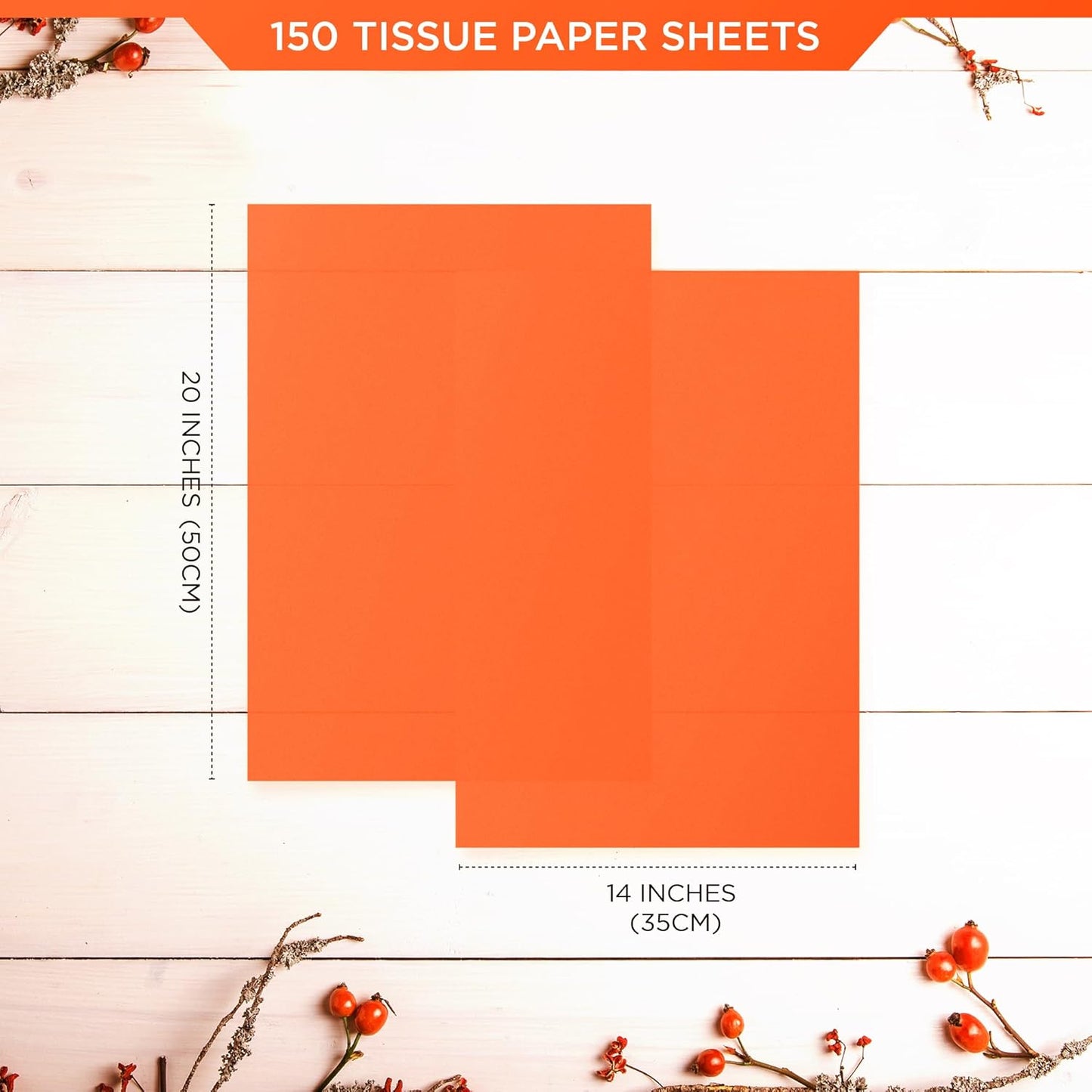 SANZIX 150 Sheets Orange Tissue Paper for Gift Bags Bulk 14x20 Inch - Orange Christmas Wrapping Paper for Christmas Gifts, Flowers, Crafts, Thanksgiving, Halloween, Holiday & Xmas Decorations