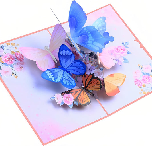 Steelhill 3D Pop Up Cards,Butterfly Greeting Cards for Women,Valentines Day Gifts Card with Envelope for Mother's Day Thinking of You Card for Wife,Girlfriend,Friends(Butterfly flying card)