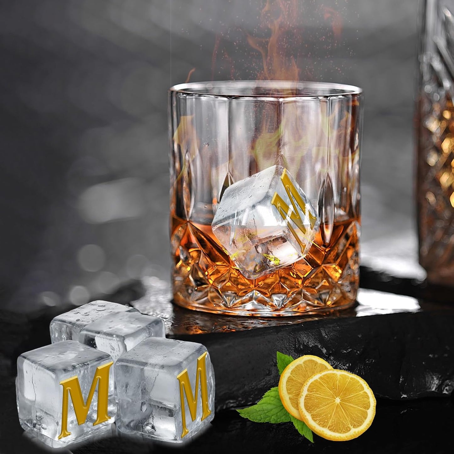 6 Pcs 2" Letter Silicone Personalized Ice Cube Mold,Personalized Ice Mold with 2mm Depth,Create Unique Whiskey Ice Cubes in Style with our Customizable Ice Mold (Letter G)