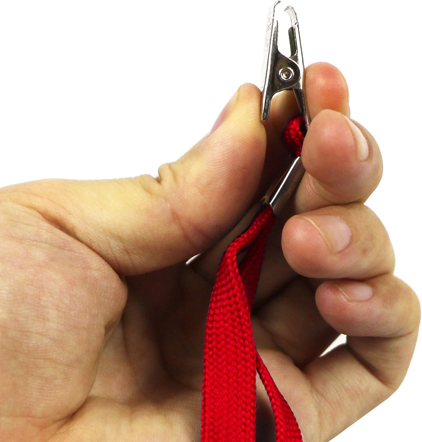 Ollain Badge Lanyards Neck Bulk Cruise Lanyards Lanyard with Clip for ID Card Name Tags Badge Holders (Red, 100 Pack)