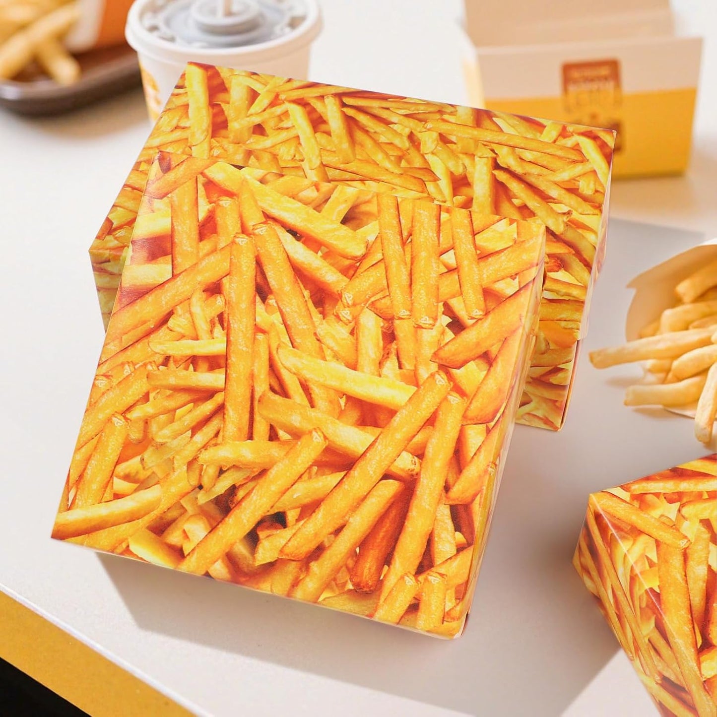 French Fries Wrapping Paper Roll - 17Inch x16.4Feet - Funny Realistic Crispy Fries Pattern Gift Wrap Food Gift Packing Paper for Birthday,Party