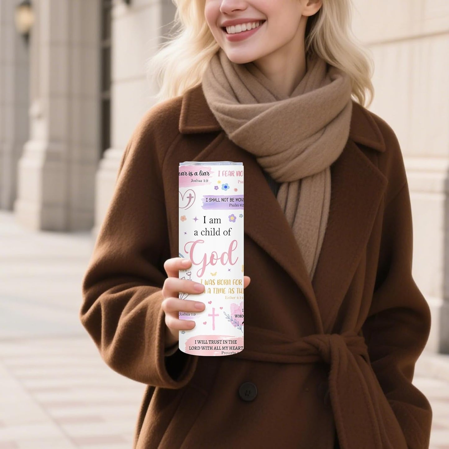 Christian Gifts for Women Tumbler 20oz I Am a Child of God Cup Tumbler, Inspirational Religious Birthday Catholic Spiritual Baptism Confirmation Gifts, Christian Coffee Mugs, Bible Gift for Women