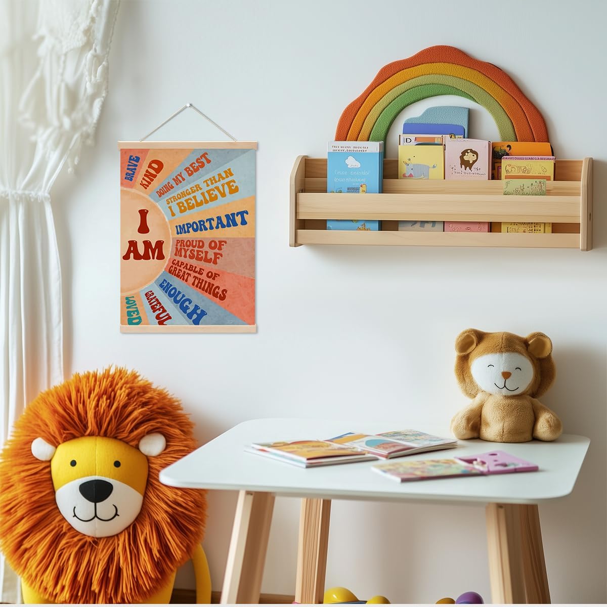 Inspirational Boho Sun Poster Hanger, Positive Affirmations Wall Decor, Sunshine Posters, Educational Posters Wall Art Wall Hanging Banner Classroom Bedroom Nursery Home Living Room Decor