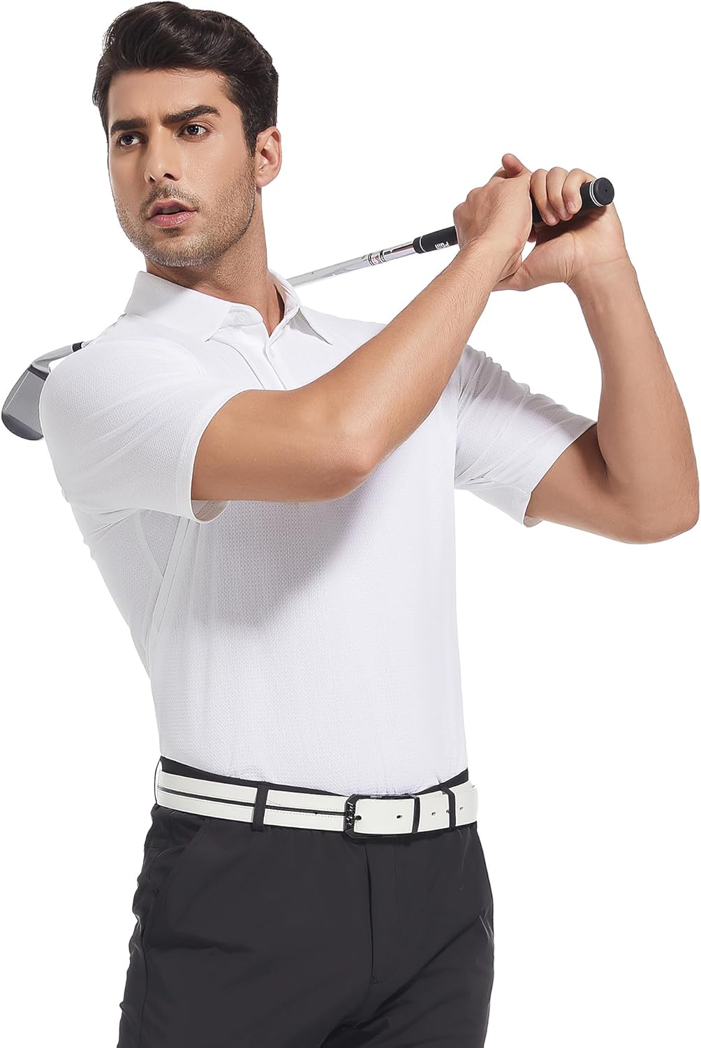 Alex Vando Mens Golf Shirt Moisture Wicking Quick-Dry Short Sleeve Casual Polo Shirts for Men