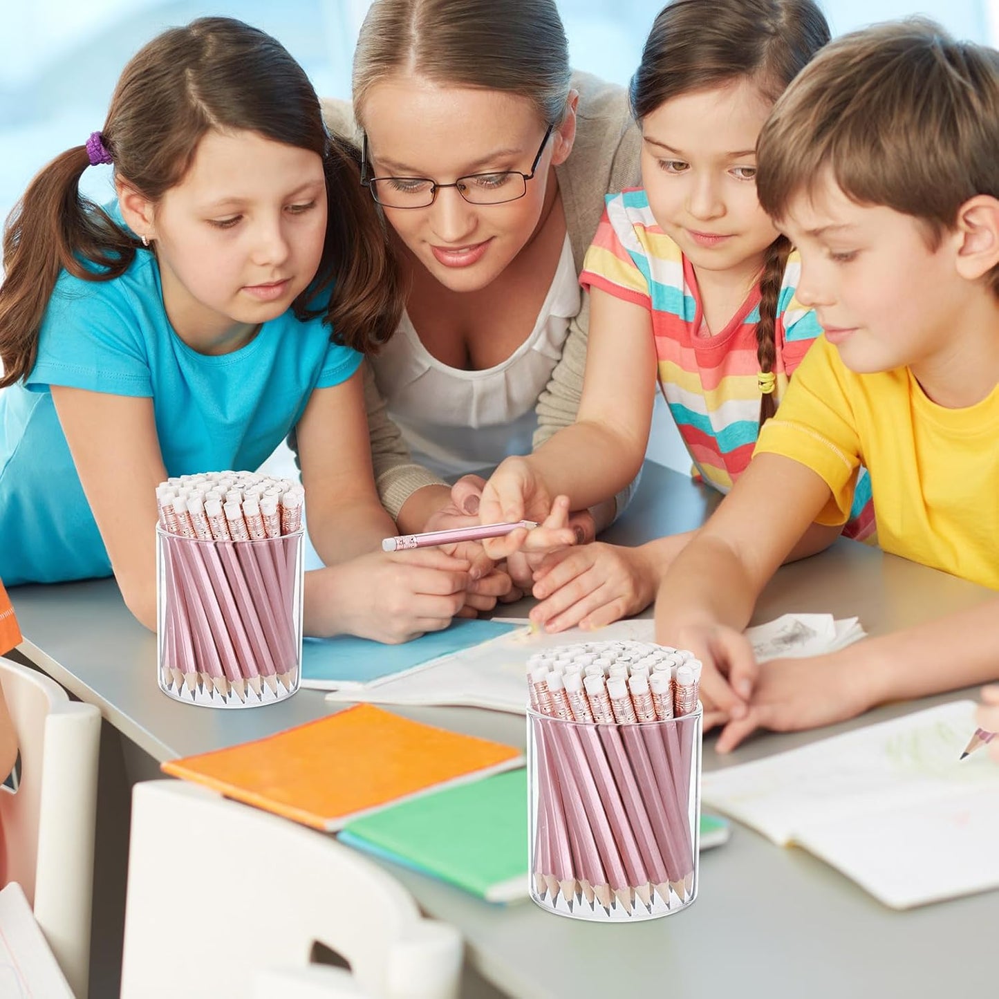 Outus 72 Pieces Golf Pencils Half Pencils with Eraser Mini Bulk Short #2 HB Pre Sharpened for Bridal Shower Wedding Office (Rose Gold)