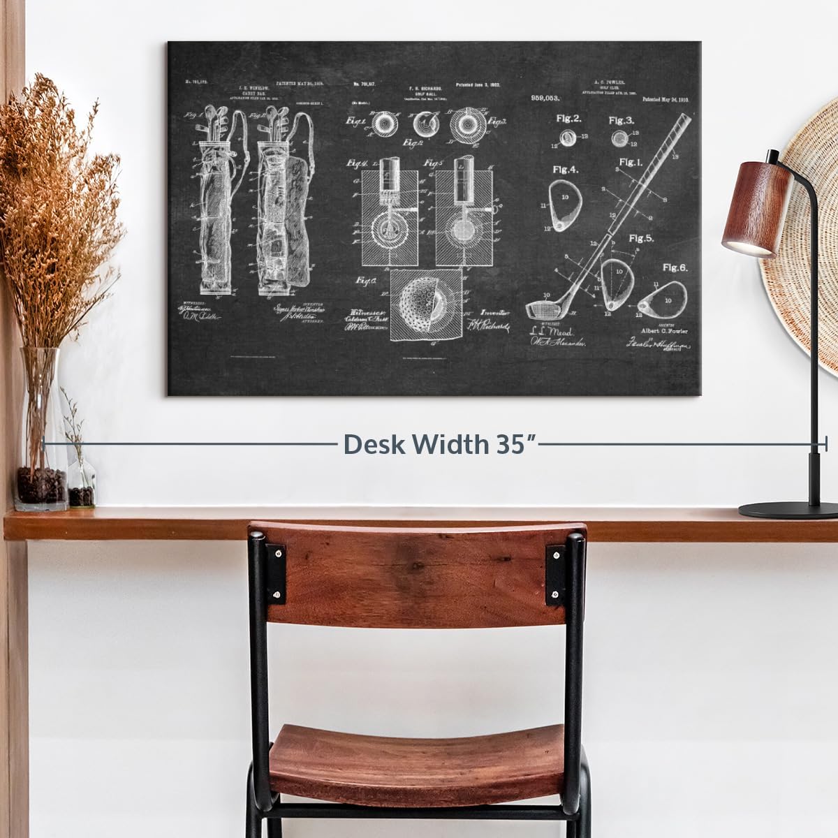 ElephantStock Golf Patents Canvas - 1 Panel Sports Patent Wall Art Decor - Sports Decorations for Boys Room - Wall Art and Office Decor - 24" X 16"