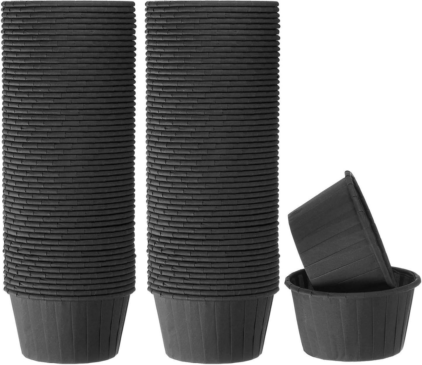 HARFINGTON 100Pcs Cupcake Baking Cups 3.5oz Standard Size Paper Cupcake Liners Greaseproof Wrappers Disposable for Wedding Birthdays Christmas Dessert, Black