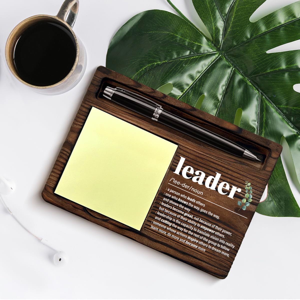 Leadership Gifts for Women Men, Appreciation Gifts for Leader Boss Mentor Manager, Leader Definition Sticky Note Holder Office Home Decor