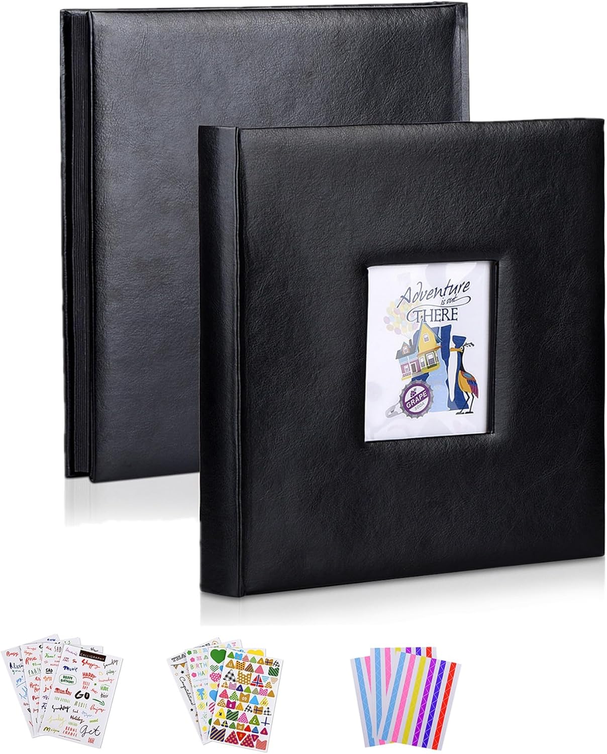 Leather Scrapbook Album DIY Set Scrap Book Album Hardcover Pictures Book 10.5"x10.5",DIY,Handmade for Anniversary,Family Memories,Couples,Friend&Baby,Accommodates 3x5 to 8x10 Photos (Leather-black)