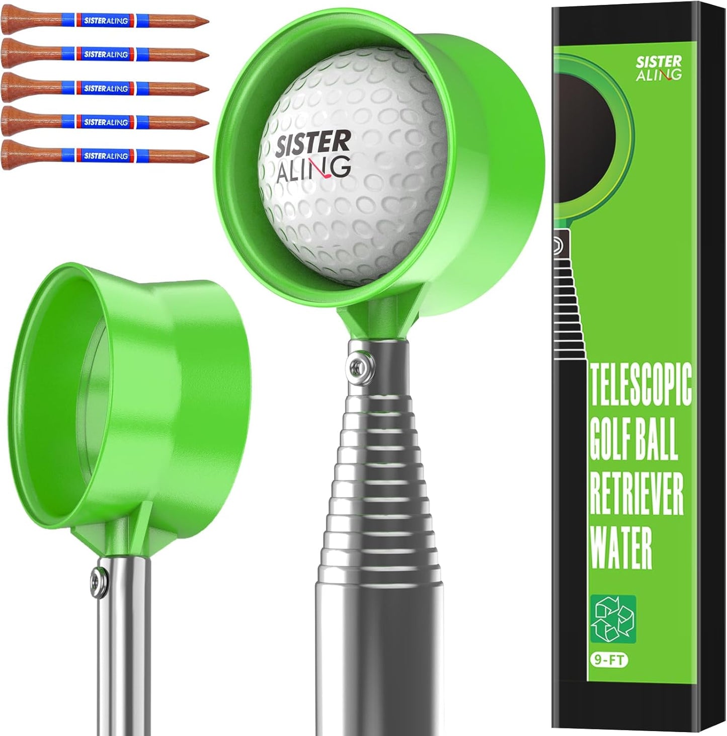 9ft/12ft Water Telescopic Golf Ball Retriever，Classic and Durable Stainless Steel Picker Upper, The Best Accessory Gift for Men and Women Golfers.
