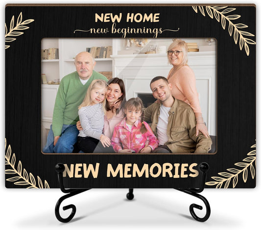 Family Picture Frame, Wooden Photo Frame with Stand, New Homeowner Gifts for Women Men Couple Family Sister Bestie, Home Office Desk Decor Photo Frame Tabletop Display -xk34