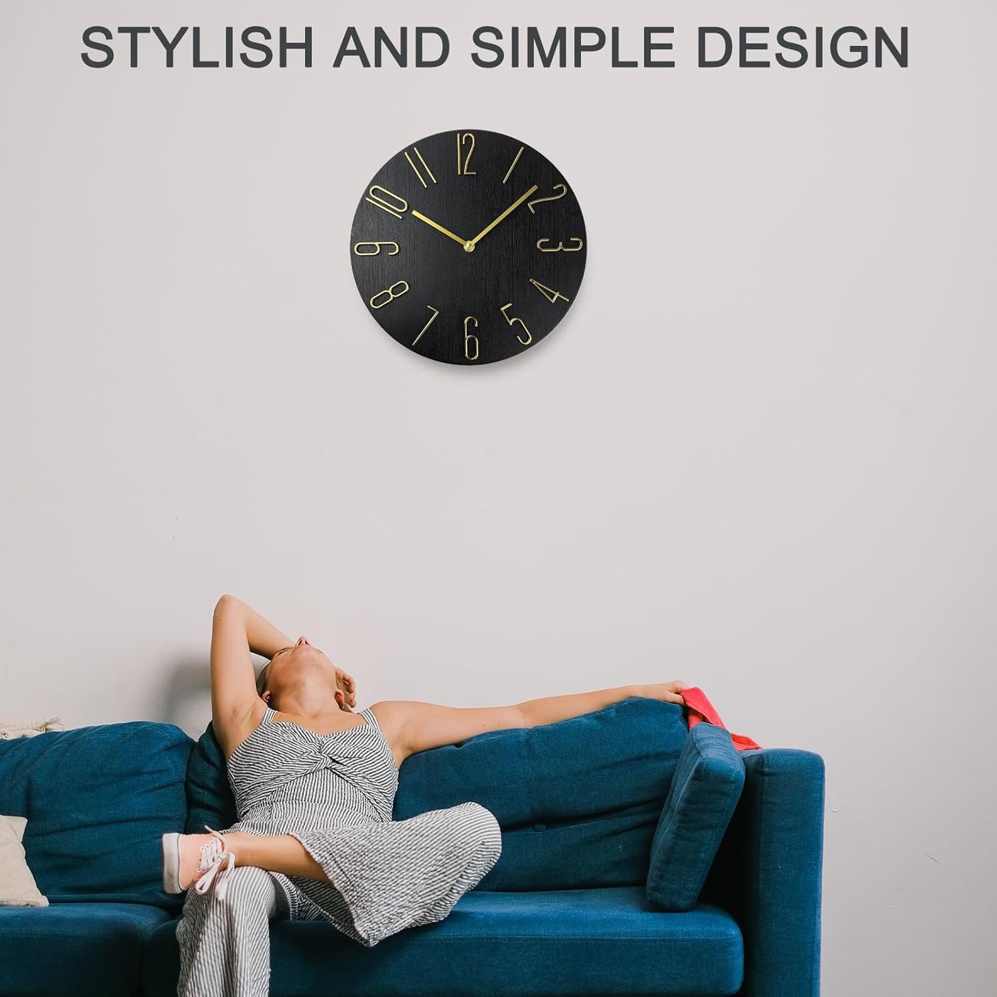 Wall Clock, Silent Clock, Wall Clocks Battery Operated， 12 inch Modern Wall Clock, Suitable for Offices, Living Rooms, Kitchens, Homes, Schools (Black Without Second Hand)