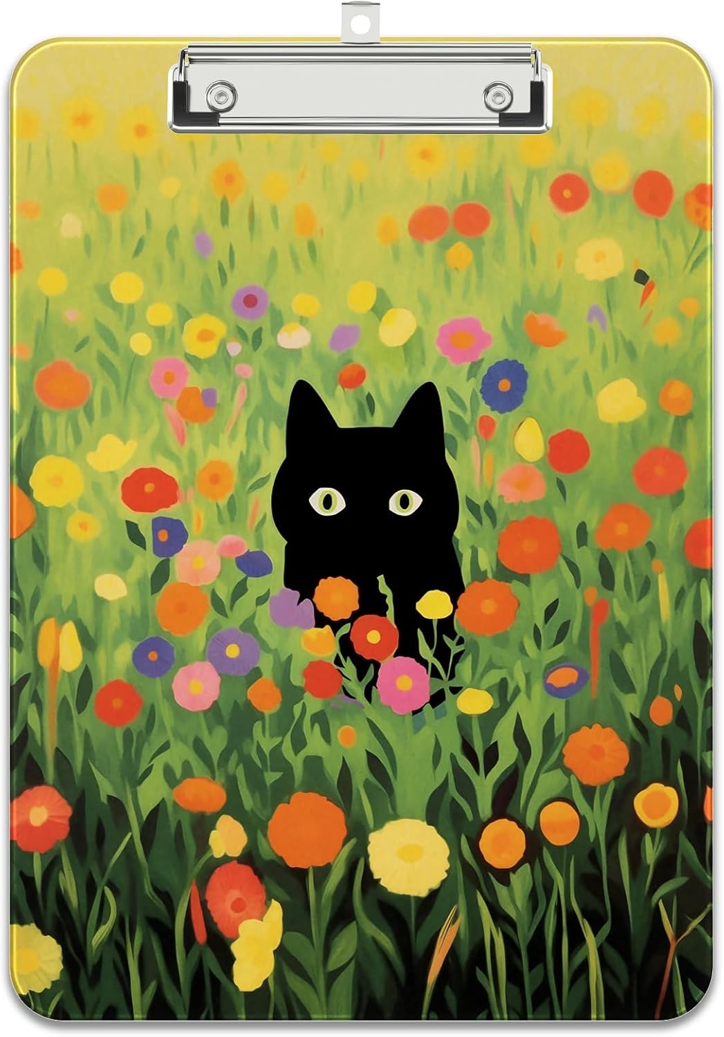 Rimilak Plastic Clipboards with Metal Clip, A4 Letter Size 9 x 12.5 in, Office Decorative for Students Women Men and Kids, Cute Custom Pattern, Green Grass Cat