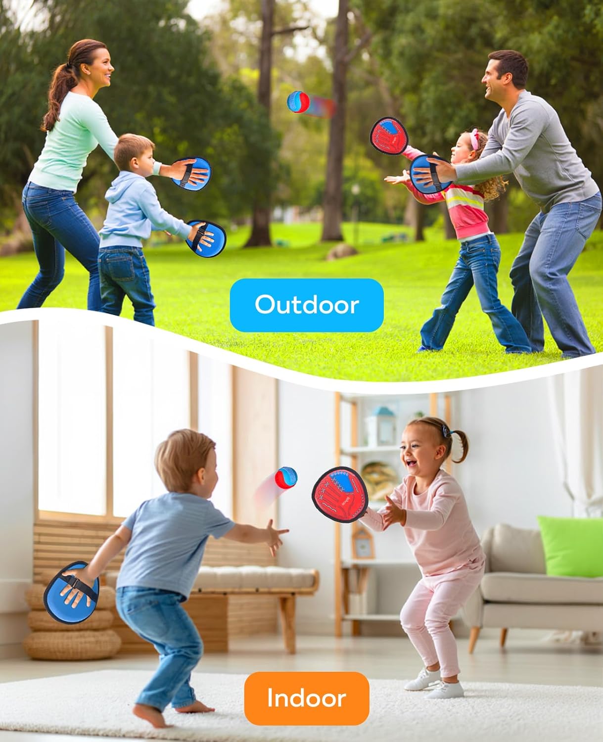 JoyCat Toss and Catch Ball Game Set,Toddler Baseball Glove,Beach Pool Yard Camping Games,Kids Sports & Outdoor Play Toys for Family,Outside Toys for 3 4 5 6 7 8 9 10+Year Old Boys Girls Birthday Gifts