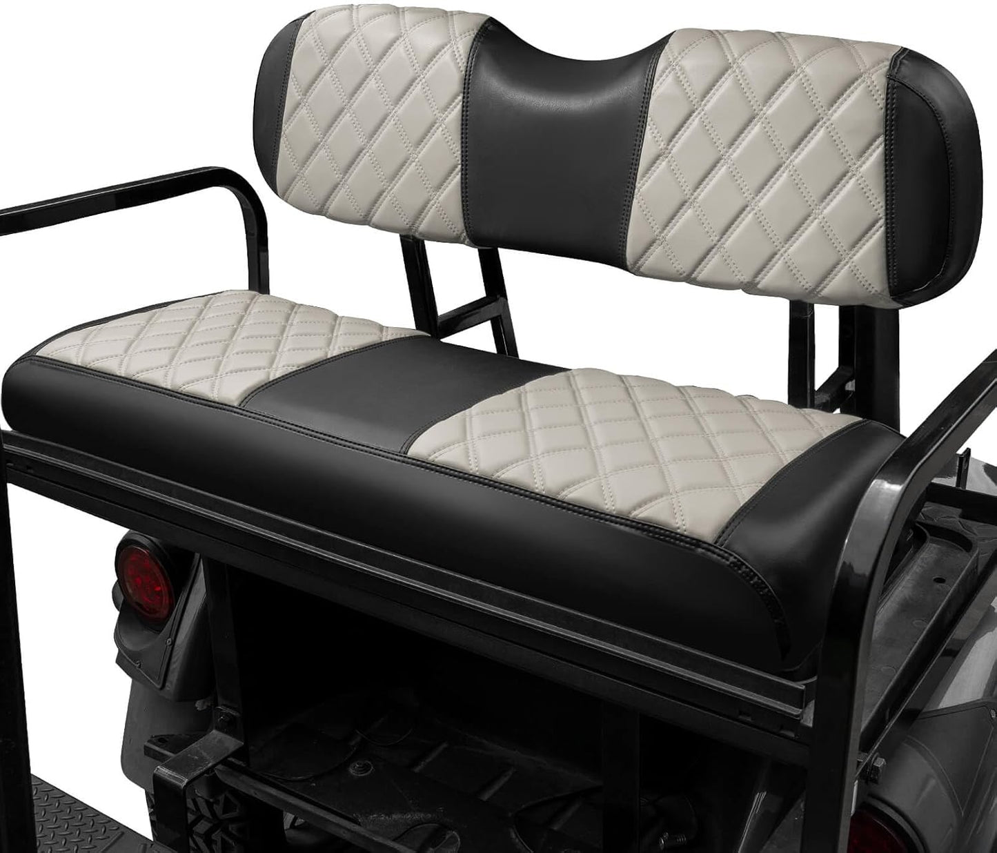 NOKINS Golf Cart Seat Covers Fit Club Car Precedent/DS/EZGO RXV/TXT/Yamaha Drive Aftermarket Standard Rear Seat Cushion, No Stapler, Multiple Colors&Breathable (Oyster Gray&Black)