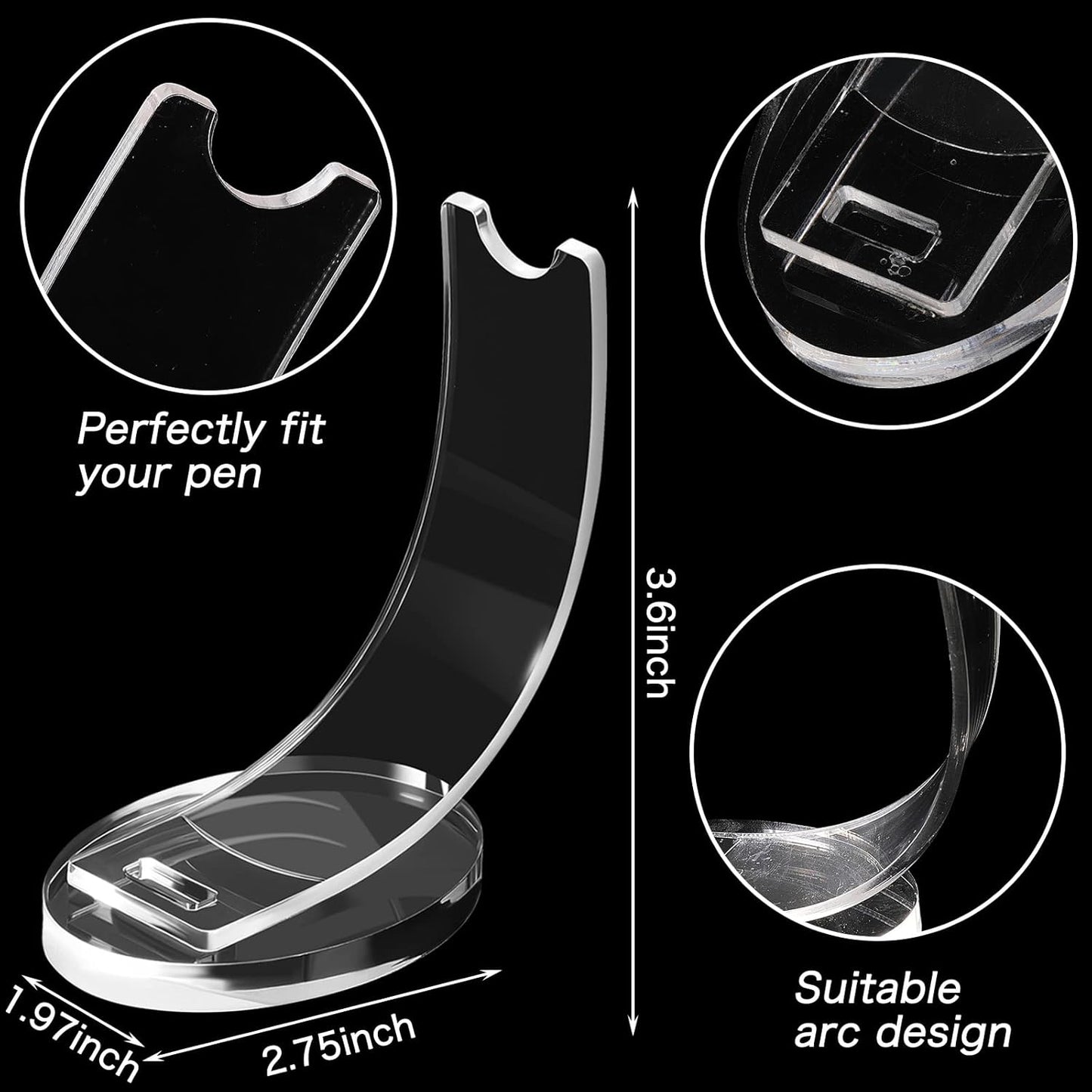 Spakon 2 Pieces Acrylic Pen Holder Display Stand Pencil Display Holder Fountain Pen Ballpoint Rack Desk Pencil Wand Showcase, Paintbrush Drying Rack for Home Office(Transparent)