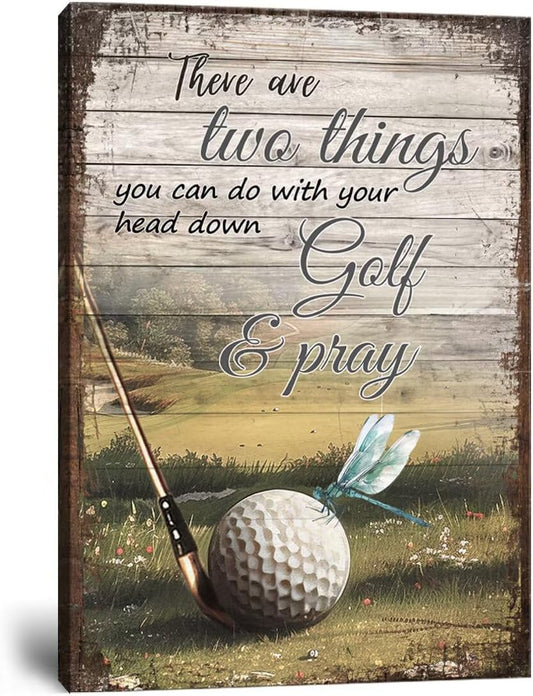 Golf Canvas Wall Art Christian Golf Print Painting Golf Sports Fan Picture Golf Poster Framed Modern Artwork for Living Room Office Club Home Decorations Ready to Hang (24 x 36 inch)