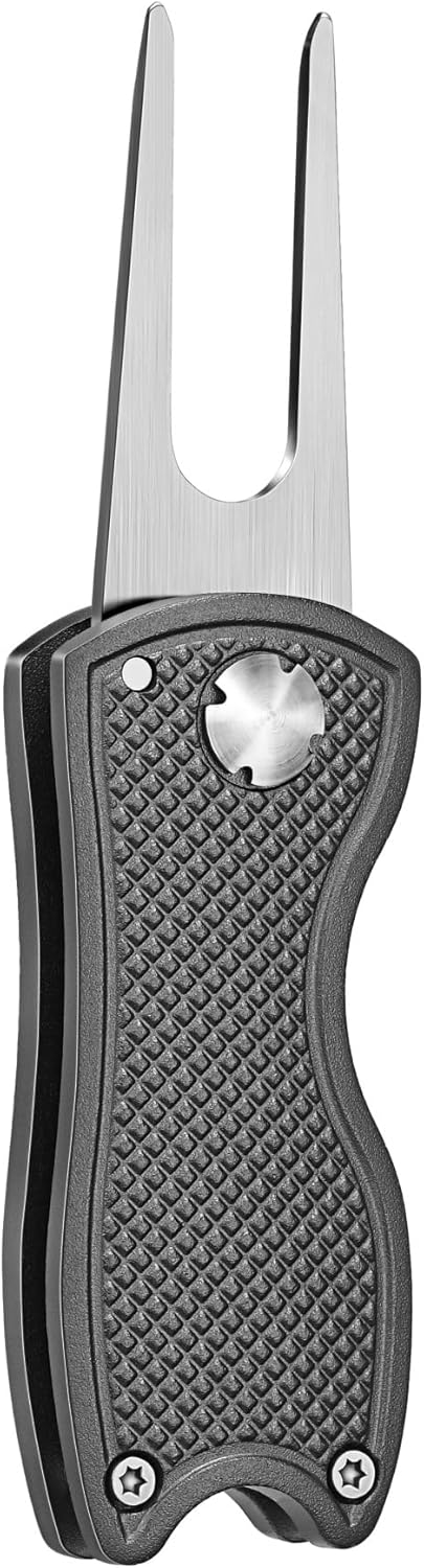 Mile High Life Golf Divot Repair Tool, All Metal Foldable Divot Tool with Pop-up Button & Magnetic Ball Marker, 2-6 Pack