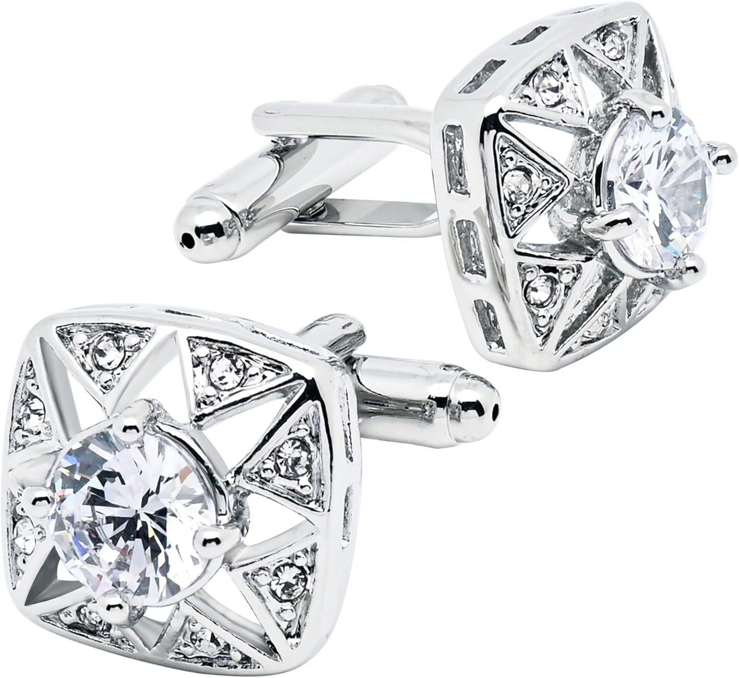 Faceted Transparent Crystal Cufflinks for Men In Gift Case Square Shape Gemstone Men's Cufflinks Jewelry for Wedding Party Business Birthday Anniversary Dress