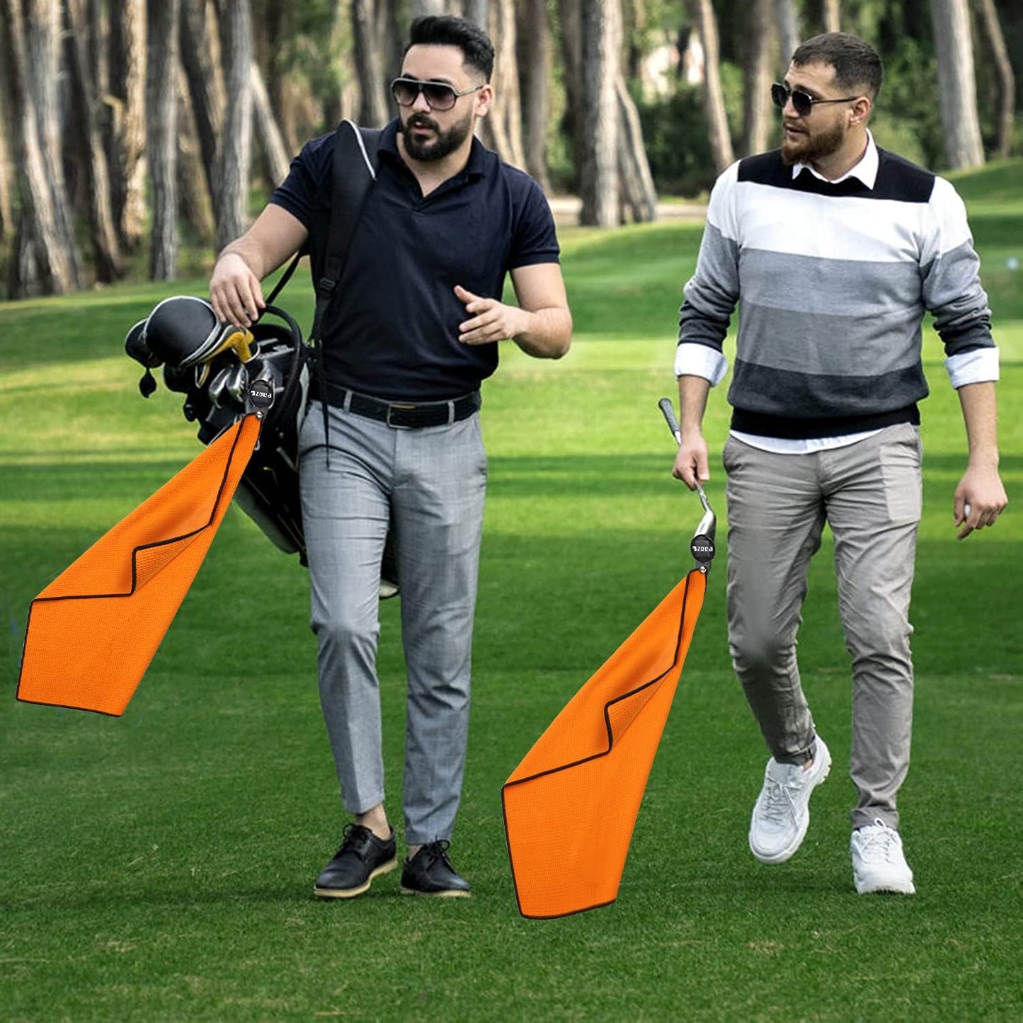 ZOEA Magnetic Towel, Magnetic Clip for Golf Towel, Microfiber Fabric Waffle Pattern Towels Industrial Strength Magnet for Strong Hold to Golf Carts or Clubs (1, Orange)