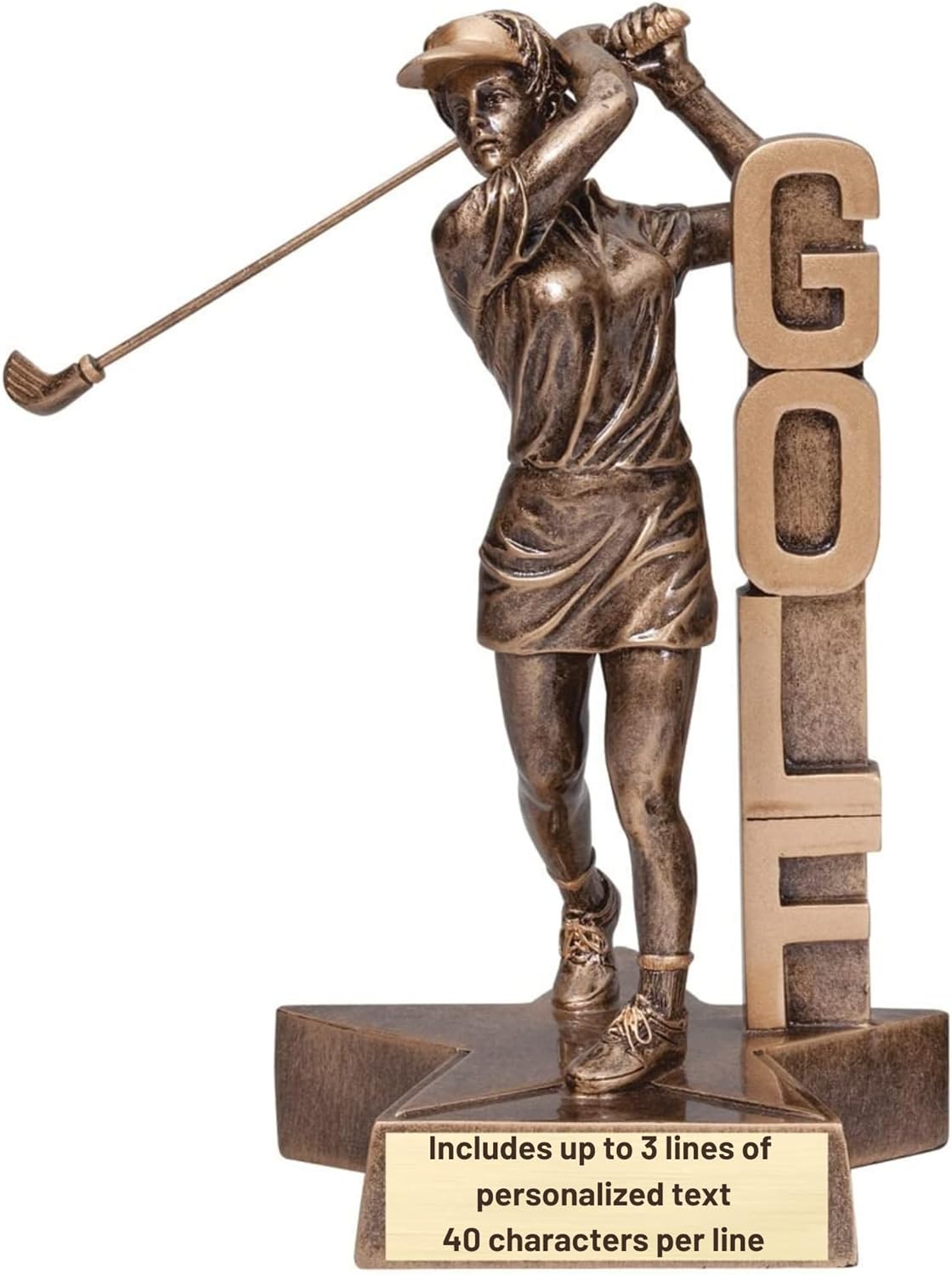Billboard Golf Trophy Award – Male or Female Golfer Figures – Premium Resin with Custom Engraving – 6.5 or 8.5 Inch Recognition for Tournaments, MVPs, or Team Awards