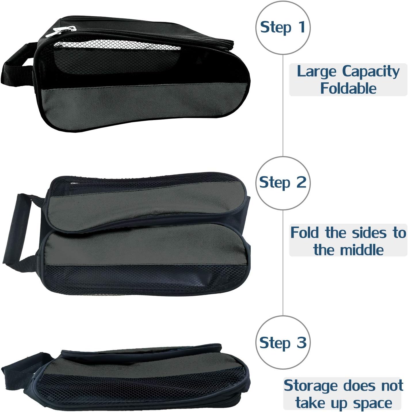 Golf Shoe Bag, Gray Golf Shoes Bags Men/Women Outdoor Zippered Carrier Bags with Ventilation Sport Shoes Bag Travel Shoe Bags (Grey)