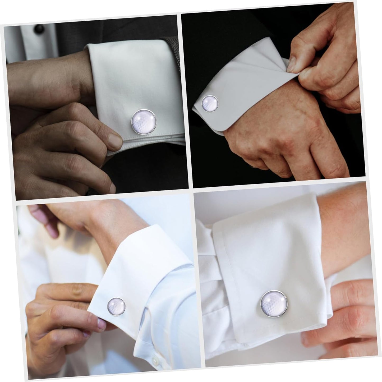 Men's Golf Cufflinks Silver Crystal Glass Gemstone Shirt Studs Metal Jewelry Accessory for Business Wedding Tuxedo Shirts