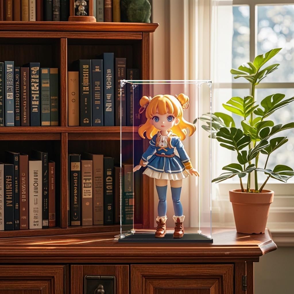 Clear Acrylic Display Case ,Self-Assemble Showcase for Collectibles, Action Figures, Dolls, Toys - Alternative Glass Box for Commemorative Gifts (7.84x7.84x15.74 inch, 20*20*40 cm)