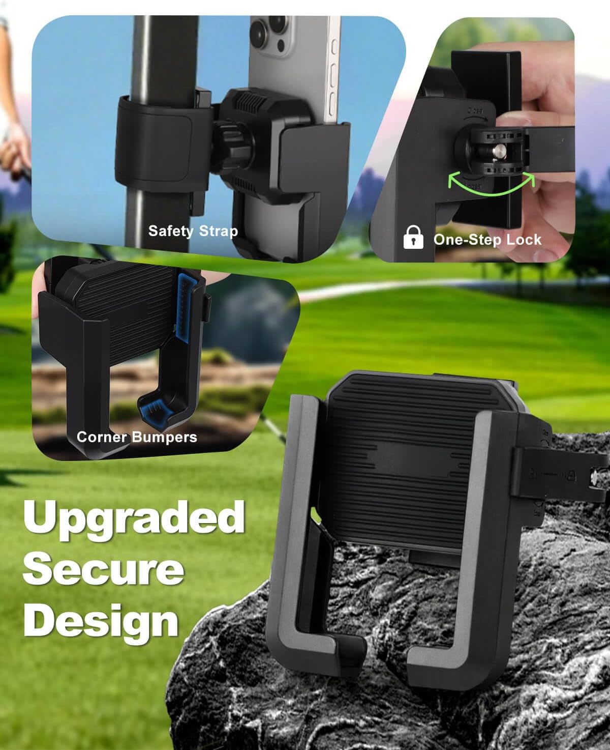 Golf Cart Phone Holder Mount Magnetic, Golf Cart Phone Caddy Compatible with iPhone/Galaxy/Google Pixel/Motorola Fit EZGO/Club Car/Yamaha/ICON/Zone