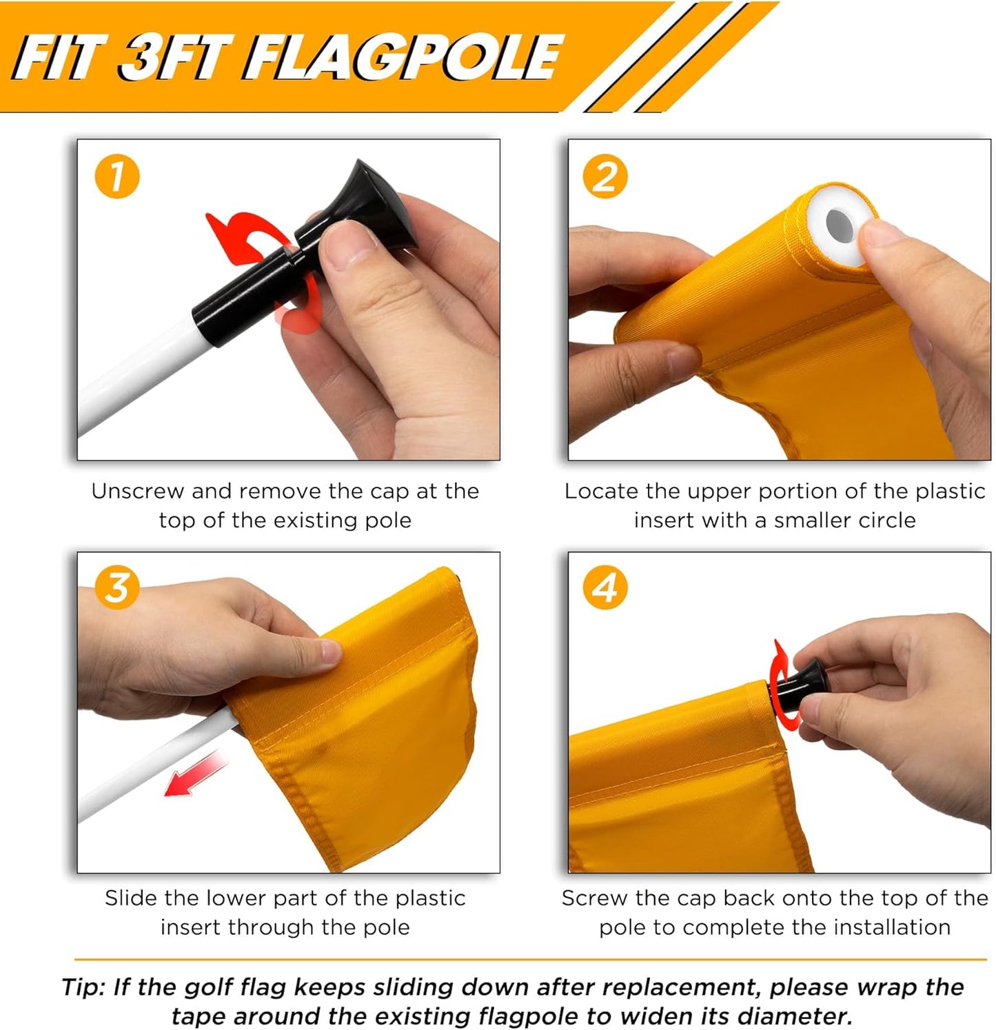 KINGTOP Solid Golf Flag All 8x6 Inch - 420D Nylon, Tube Inserted - Mini Putting Green Flags for Backyard Practice