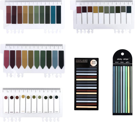 Sticky Tabs for Annotating Books,1260pcsTranslucent Self-Sticky Morandi Book Tabs for Binders,6 Styles Page Markers Writable&Repositionable Book Flags Strip for Journal Office School Stationery