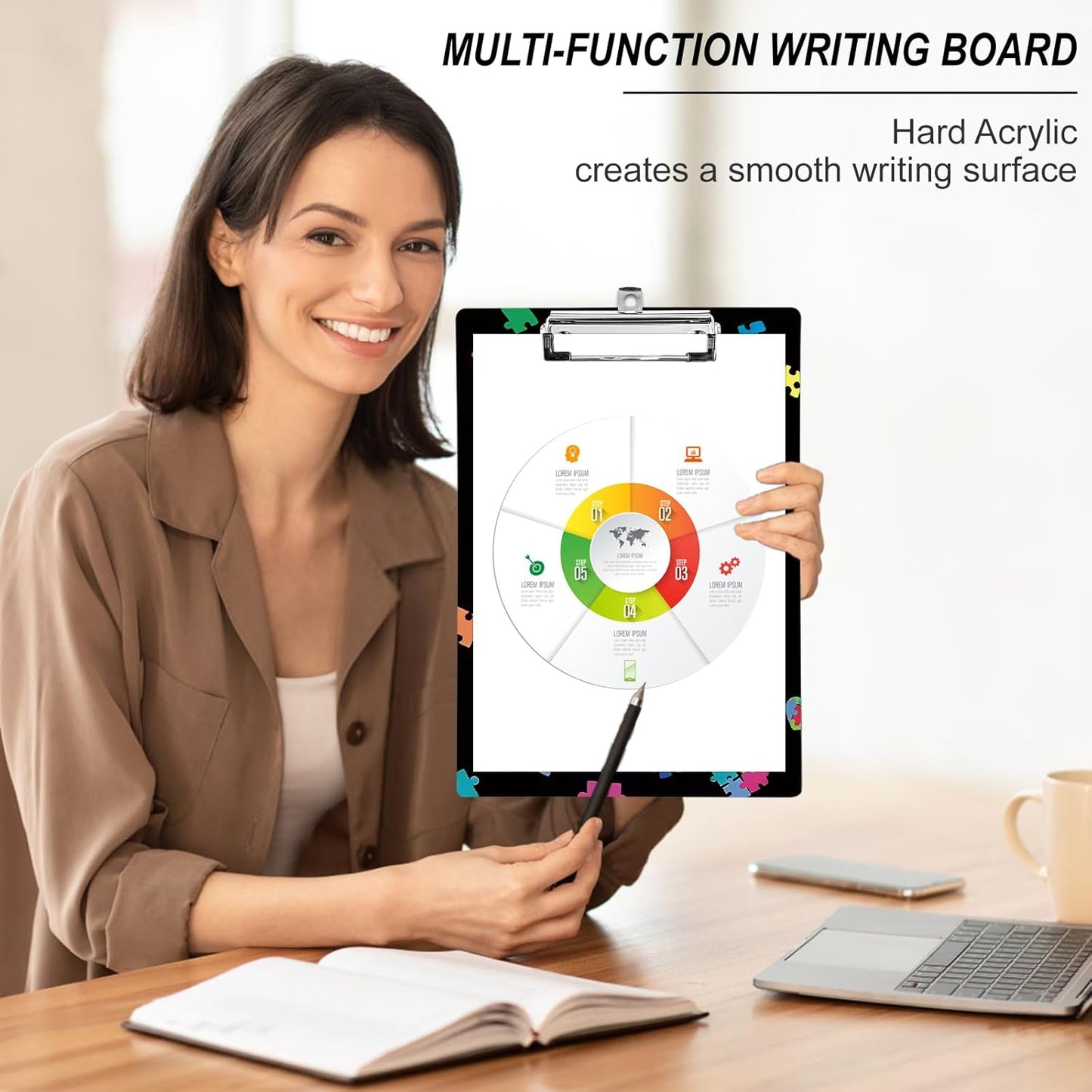 Plastic A4 Clipboards, Cute Fashion Clipboard Decorative, 12.2" x 8.7" Standard A4 Size Clipboards, Plastic Acrylic Clipboard for Teacher, Social Worker, Students,Women, Office Supplies(It's ok to be)