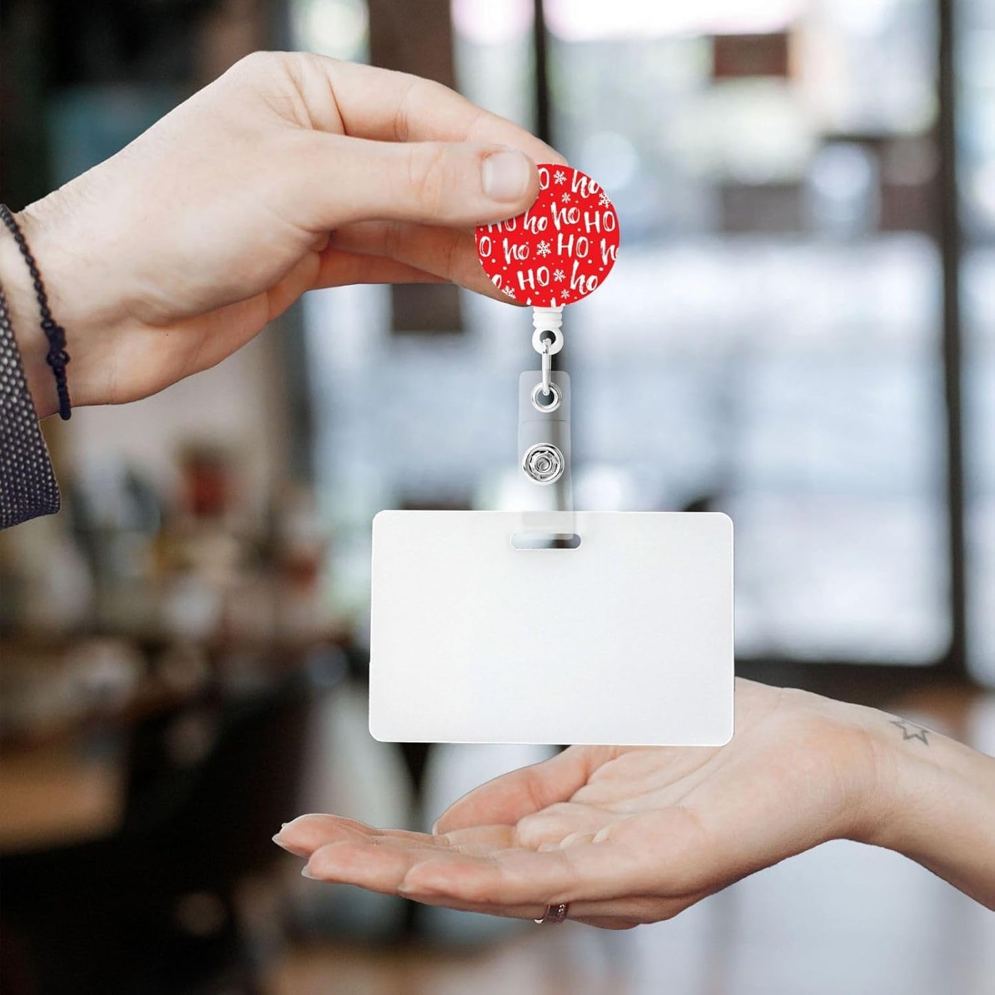 Merry Santa Claus Badge Reels Retractable Badge Holder with Clip for Id Name Tag Office Worker Student Teacher Nurse Doctor