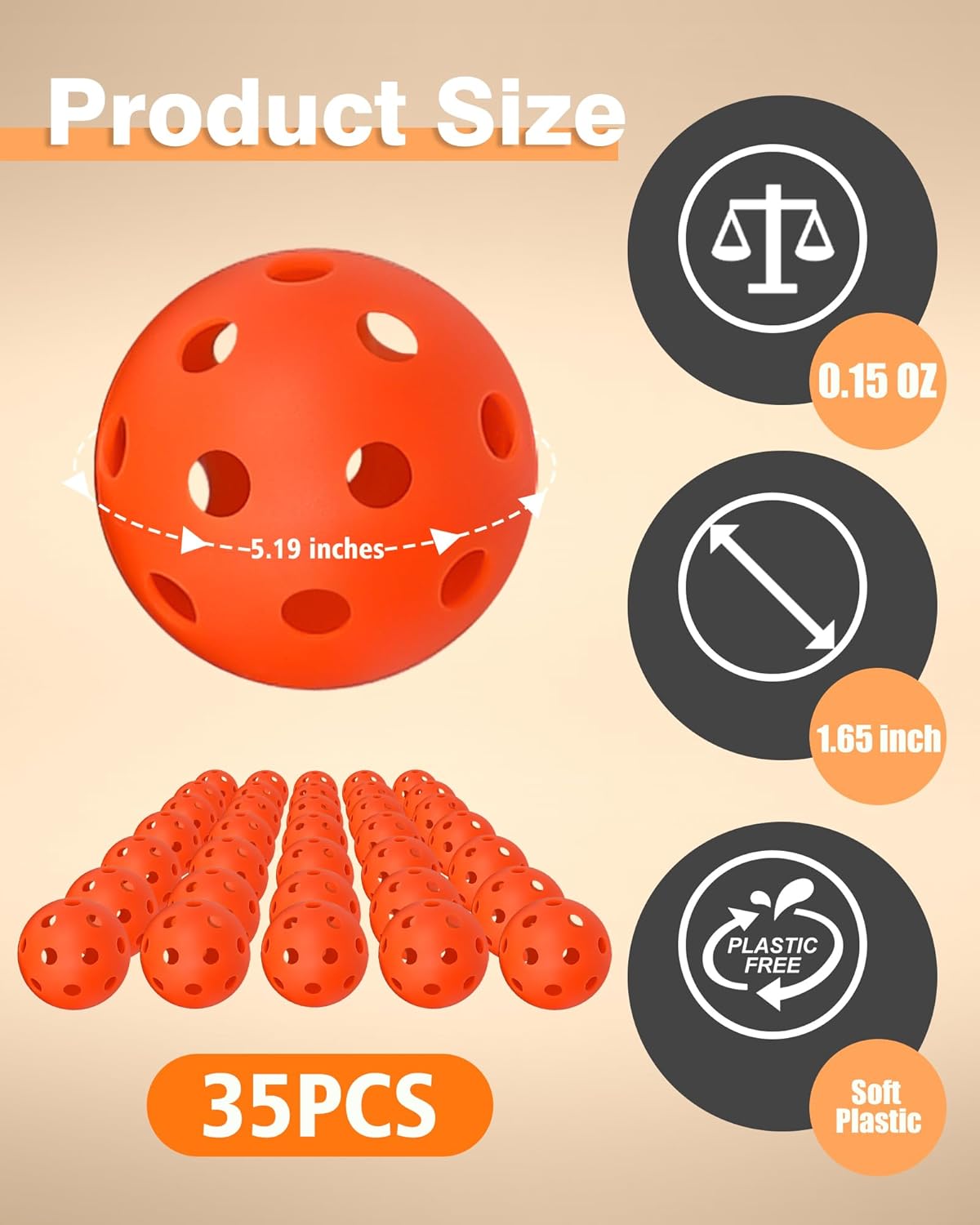 35 Pack Practice Golf Balls Limited Flight Plastic Golf Balls 42mm Practice Golf Balls for Backyard Golf Training Balls for Swing Practice, Airflow Hollow (Multiple Colors)