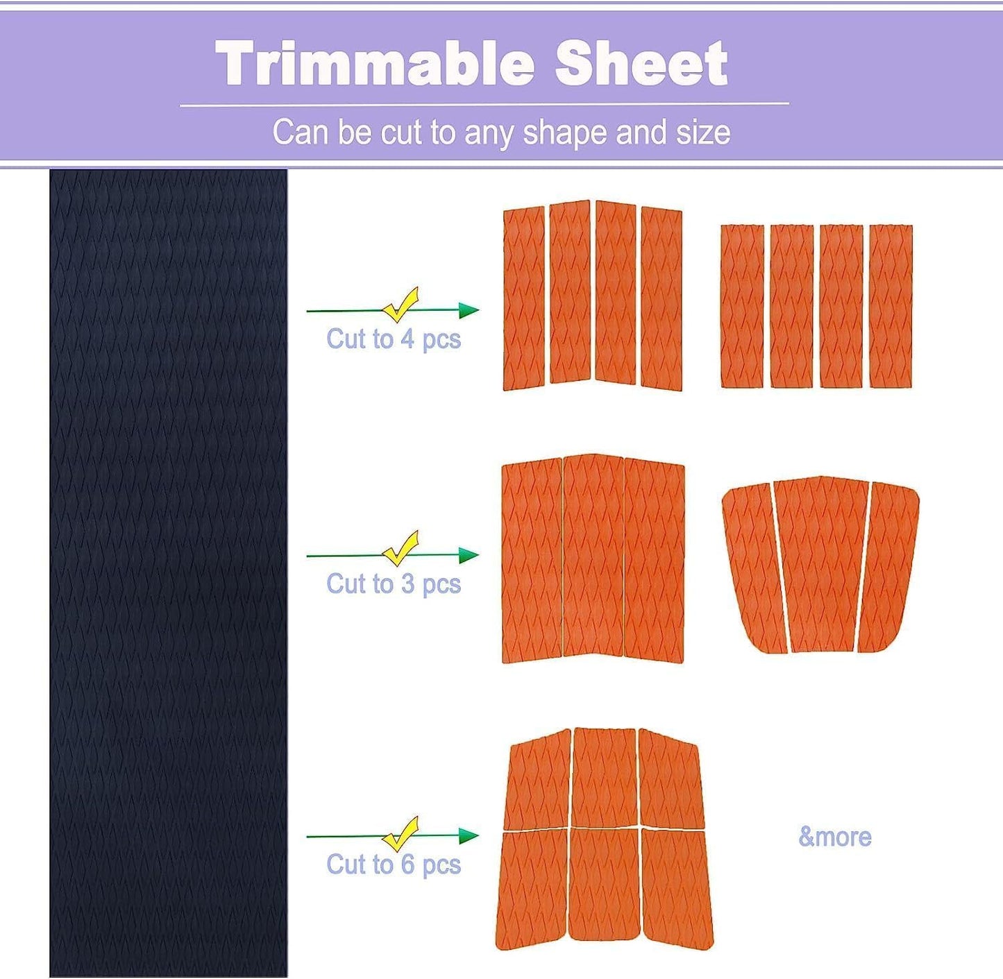 HZshark EVA Foam Boat Decking Sheet Universal DIY Surfboard Traction Pad Non-Slip Grip Mat Trimmable Sheet for Kayak RV Yacht Pool Skateboard Skimboard Step Green Yellow Orange Blue Dark Grey Black