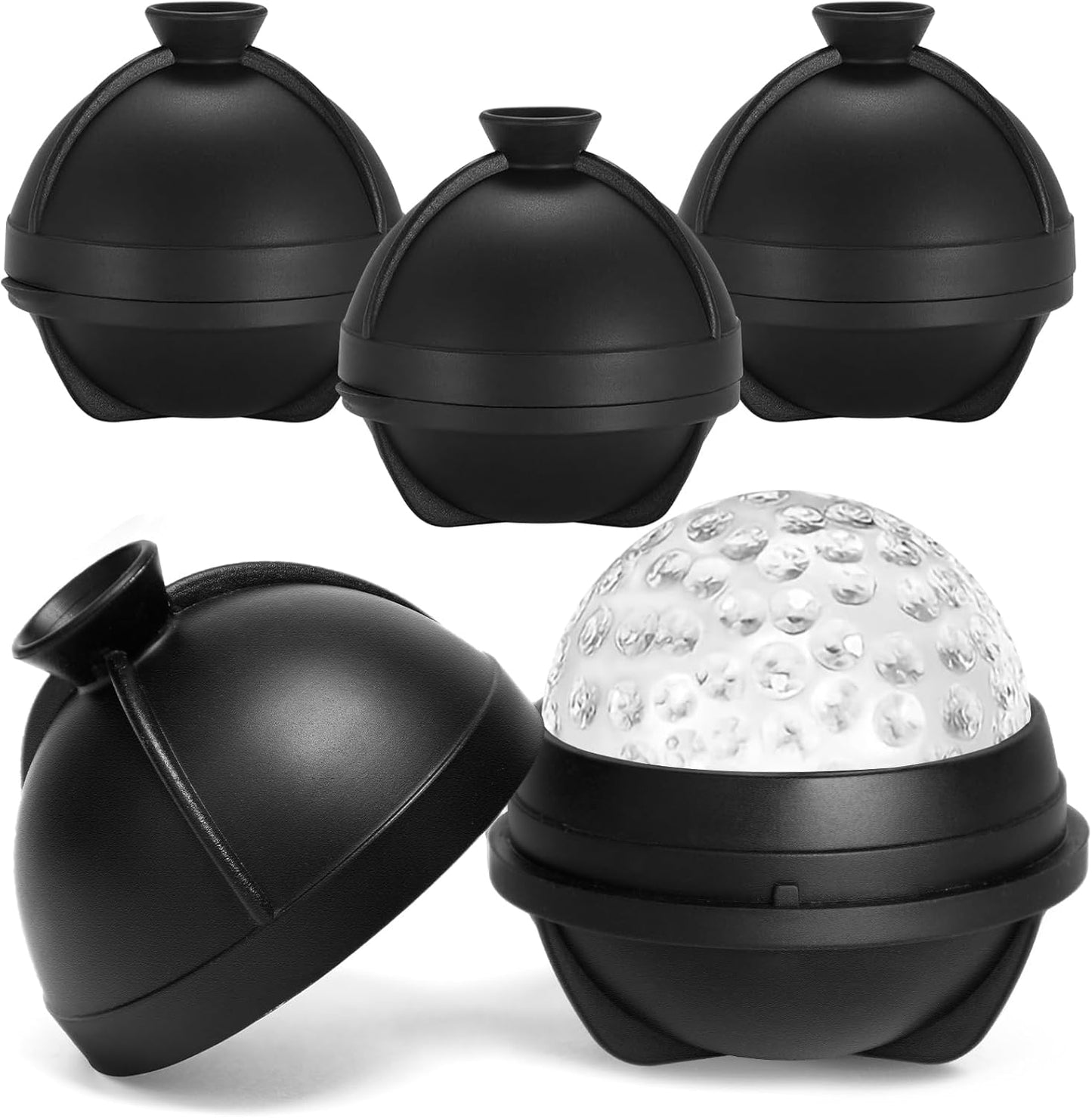 4 Pack Golf Ball Ice Cube Mold 2.5 Inch Large Silicone 3D Golf Ball Ice Cube Molds Novelty Golf Ball Cube Molds Christmas Gifts for Cocktails, Bourbon,Brandy, Whiskey (4, Golf Ball)