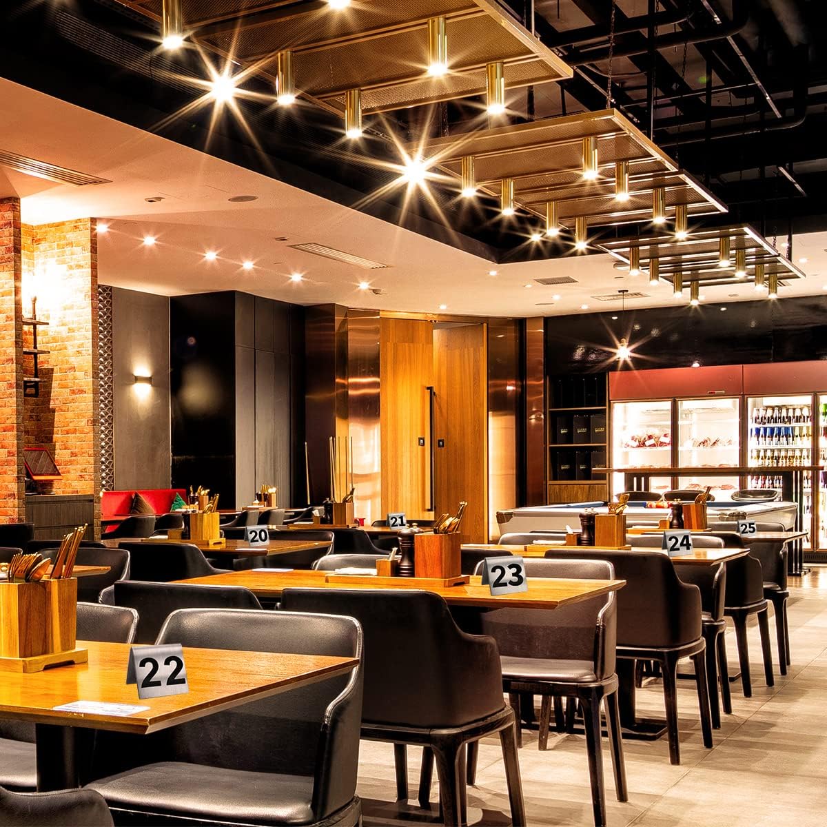 1-25 Stainless Steel Number Tent Table Number for Restaurants Cafes Bars 2"x2" Black