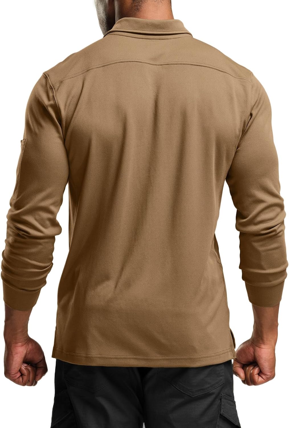 CQR Men's Polo Shirt, Long Sleeve Tactical Shirts, Outdoor UPF 50+ Pique Shirt, Dry Fit Lightweight Golf Shirts