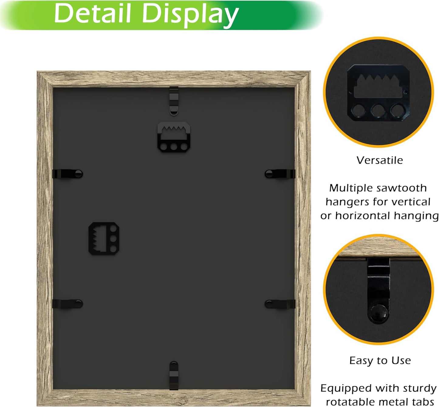 FrameWorks 8x10 Driftwood Wooden Shadow Box Frame – Soft Felt Back, Tempered Glass, and Included Elegant White Ball Push Pins