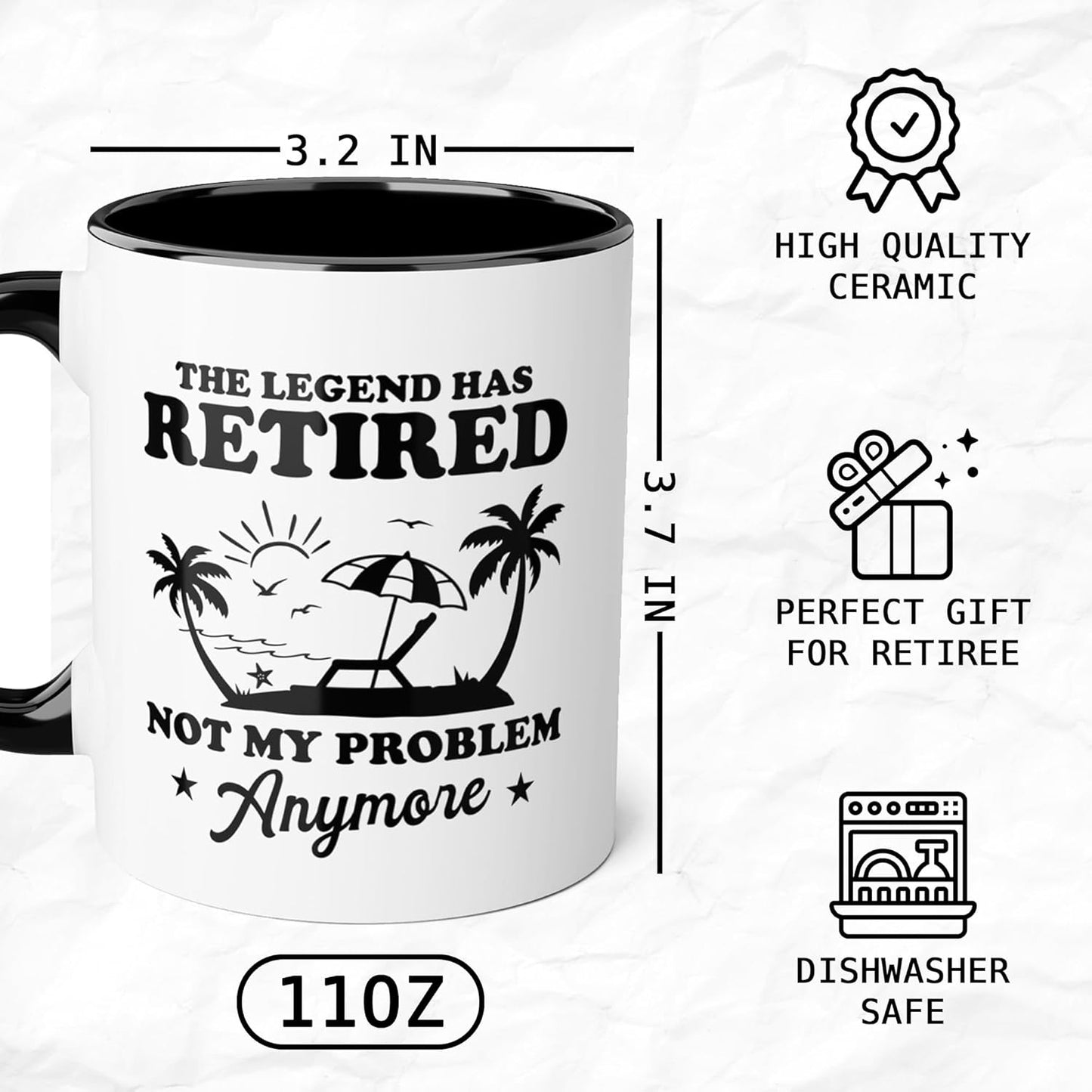 Retirement Gifts for Coworker, Colleagues, The Legend Has Retired Coffee Mug, Not My Problem Anymore Retired Cup, Birthday, Christmas, Happy Retirement Presents For Men, Women, Mom, Dad, Boss