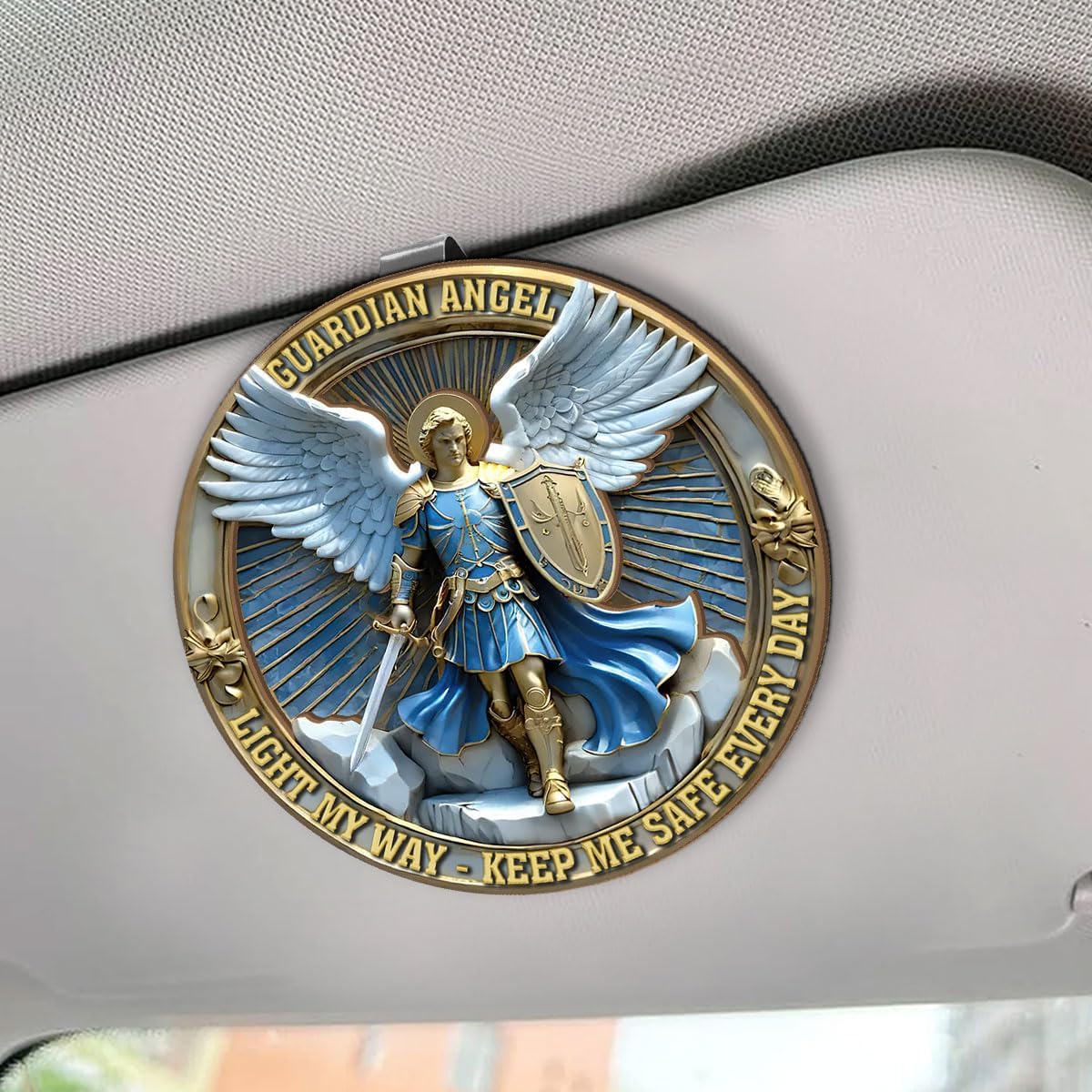 Jesuspirit Personalized Car Visor Clip – Guardian Angel Visor Clip, Our Lady of Guadalupe, Christian Car Accessories, New Driver & Religious Gifts (Light My Way)