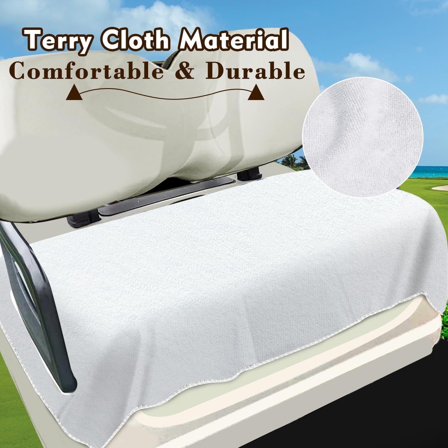 YOKYHOM Golf Cart Seat Covers, Premium Solid Color Golf Cart Seat Towel Blanket, 100% Microfiber, Soft and Comfortable, Fits EZGO, Club Car, and More 2-Seat Golf Carts, 51''x 31''